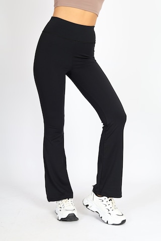 Soft&Basic Kadın Siyah İspanyol Paça Flare Yoga Tayt Pantalon Siyah