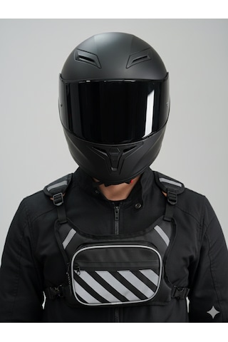 Reflektörlü Lüx Kırmızı Göğüs Çantası Çok Cepli, Ayarlanabilir, Şık Ve Dayanıklı Siyah