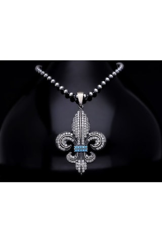 Vog Oksitli Fleur De Lis Zirconia Taşlı 925 Ayar Gümüş Sevgiliye Eşe Babaya Hediye Kolye