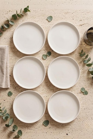 Alpin Sunum Tabağı 6'lı Set - Estetik Pasta Tabağı Ve Yemek Servis Altlığı Beyaz