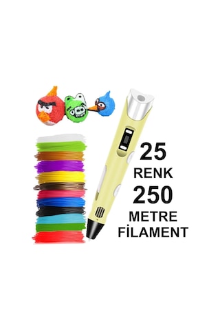 Sarı 3d Kalem Yazıcı 25 Renk 250 Metre 25x10metre Pla Filament Sarı 3d Kalem Yazıcı 25 Renk 250 Metre 25x10metre Pla Filament