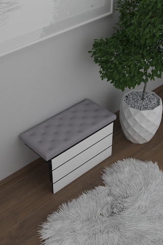 Mimoza Çok Amaçlı Döşemeli Tabure Beyaz