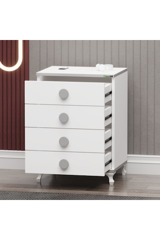 Melina Yıldız 4 Kapaklı Bebek Odası + Yatak + Uyku Seti - Gri Beyaz