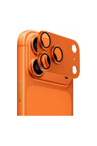 iPhone Uyumlu 17 Pro Max Kamera Koruyucu+ Ekran Koruyucu- Turuncu