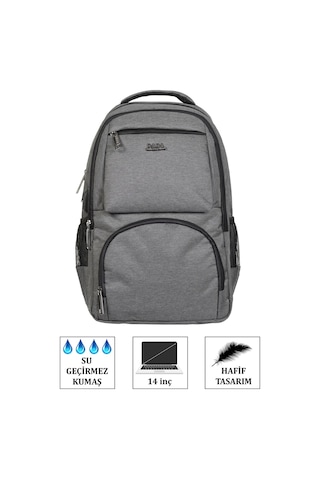 Case Club 13,3-14 İnç Gri Laptop Sırt Çantası Su Geçirmez Kumaş Darbe Emici Koruma