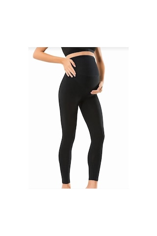 Kadın Dikişsiz Hafif Korseli Bel Ayarlı Siyah Hamile Taytı 1 Aadet Hamile Külodu Hediyeli