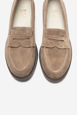 Luvishoes Luvi Shoes Pline Vizon Süet Hakiki Deri Kadın Loafer Ayakkabı Vizon