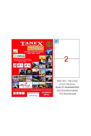 Tanex Laser Etiket 100 Yp 210X148.5 Laser-Copy-Inkjet Tw-2102
