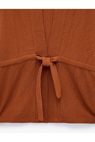 Koton Beli Bağcıklı Uzun Kollu Kruvaze Kimono Ceket Tarçın 6sak50046uw