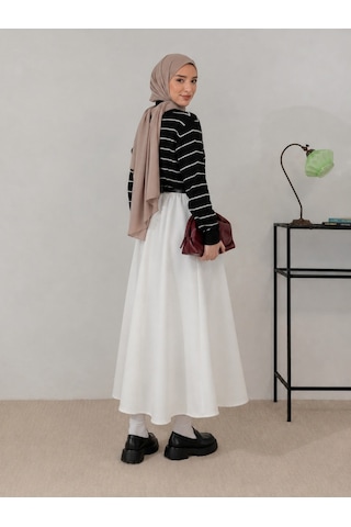 Unika Boutique Kadın Scuba Beli Lastikli Kloş Etek Bordo