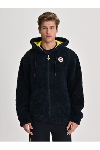 Fenerbahçe Lacivert Tribün Bayrak Detaylı Erkek Peluş Sweatshirt Fb Laci Yeni