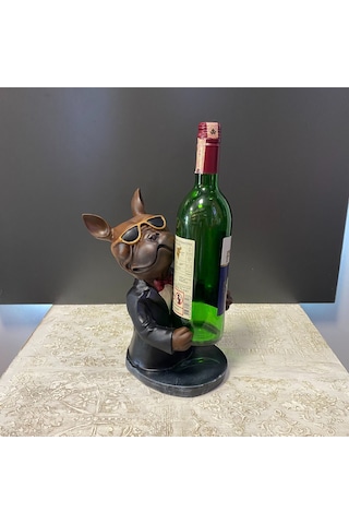Buldog Köpek Şaraplık Şişe Tutucu