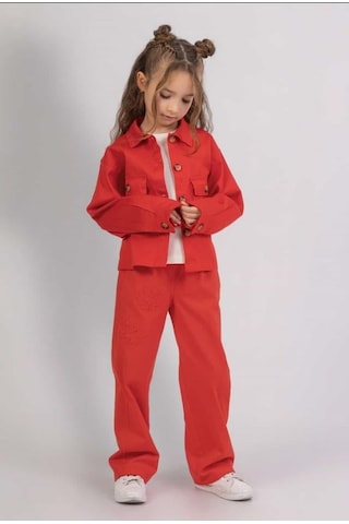 Dmb Kids Kız Pantalon Takım 25ydmb06180498 Ekru - Kırmızı