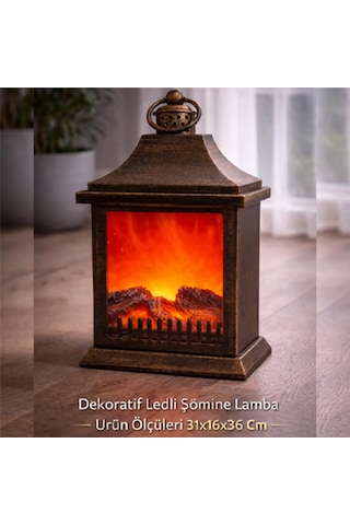 Dekoratif Ledli Şömine Lamba Alk4595 36cm