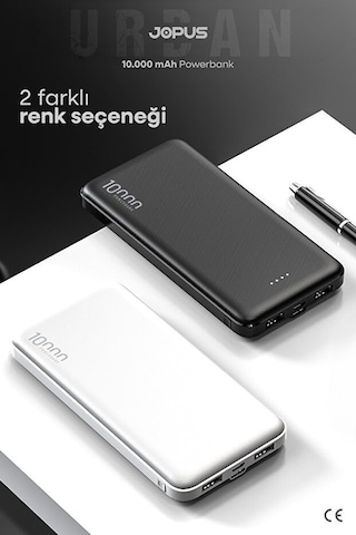 10.000mah Led Işıklı Taşınabilir Şarj Aleti/powerbank Siyah/beyaz Jp-p10s-1 Beyaz Diğer