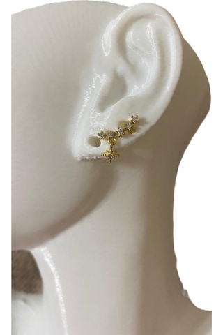 Zirkon Taşlı Yıldız Tasarım Tragus Helıx Kıkırdak Pearsıng Küpe 1adet Altın