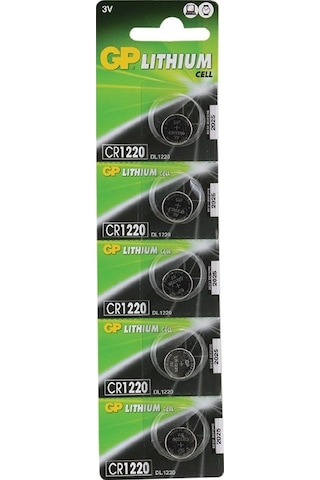GP CR1220 3V Lityum Kartela Düğme Pil 5'li