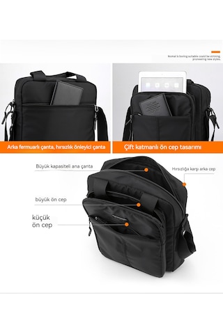 Omuz Çantası Erkek Moda Dokulu Çapraz Çanta-siyah Siyah