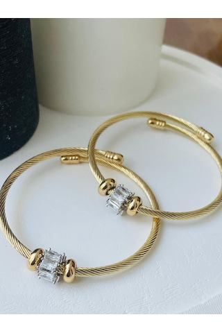 Mor Takı Taşlı Bileklik Altın - Gold