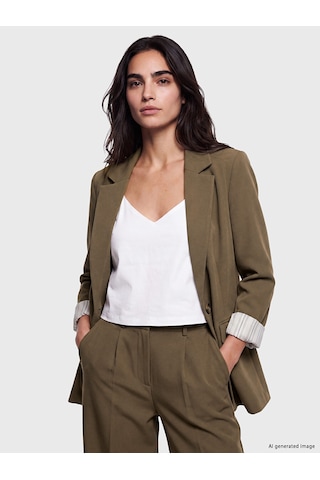 Lcw Vision Haki Krep Kadın Blazer Ceket
