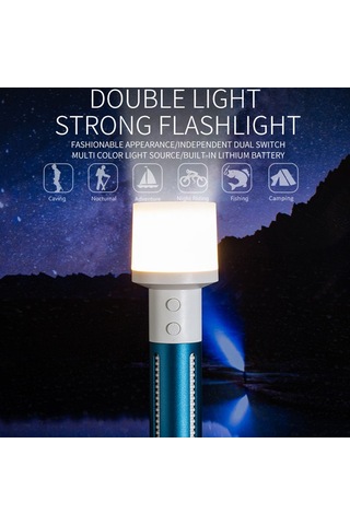 Cbtx Ch23036 Çift Işıklı El Feneri Su Geçirmez Led Boncuklar Çok Renkli Gece Lambası Kaymaz Taşınabilir El Feneri Siyah