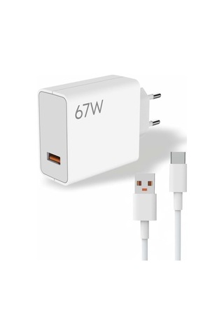 67w Turbo Hızlı Şarj Adaptörü Ve Data Kablosu Beyaz Pda-067 2ın1 Yerli Üretim