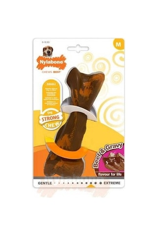 Nylabone Biftek ve Gravy Sos Aromalı Köpek Çiğneme Kemiği M