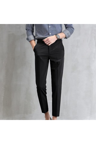 Sones Erkek İnce Siyah Takım Pantolonu Rahat Düz Paça Dokuz Dakika Pantolon Siyah