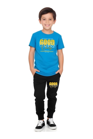 Fyk Kids Erkek Çocuk 3'lü Set Think Yazı Baskılı Yazlık Alt-üst Takım Çok Renkli
