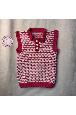 Uretti - Tuğba 9352 - El Örgüsü Gri - Bordo Erkek Çocuk Süveter - 7 -8 Yaş Çok Renkli