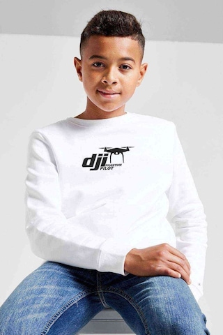 Tshirthane Dji Phantom Pilot Drone Vinyl Decal Baskılı Unisex Çocuk Beyaz S