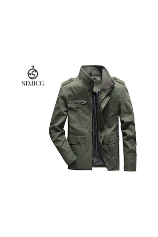 Sımıcg Erkek Pamuklu Günlük Kaban Trençkot - Koyu Yeşil
