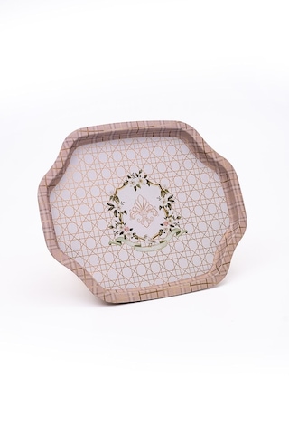 Lilya Desenli Sekizgen Metal Tepsi, 27,8 X 33,2 Cm