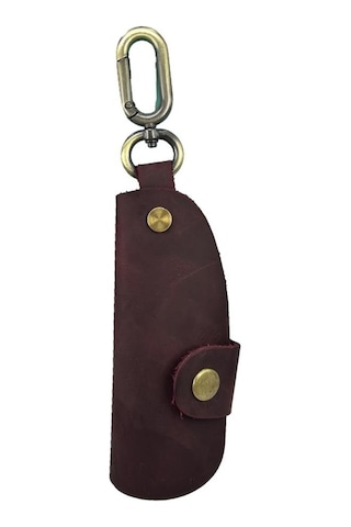 Hakiki Deri Slim Anahtarlık Crazy Bordo