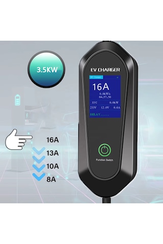 Ev Charger 3,5 Kw 5 Metre Taşınabilir Elektrikli Araç Şarj Cihazı 3.5 KW