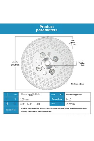 Suofeng Chuan Xing 10cm Elmas Zımpara Levhası - Mermer Granit Yüzey Yenileme, Kesme Ve Tutanak İşleme 100 İnce Zımpara