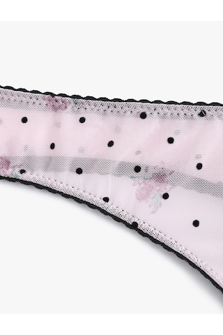 Koton Fiyonk Detaylı Puantiyeli Tül String Külot Pembe Desenli 7wlk30062mk