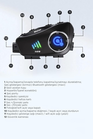 Torima Q28 Intercom + 32 GB Sd Kartlı Bluetooth Motorsiklet Kulaklığı