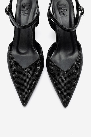 Luvi Shoes Nıvora Siyah Taşlı Kadın İnce Topuklu Abiye Ayakkabı