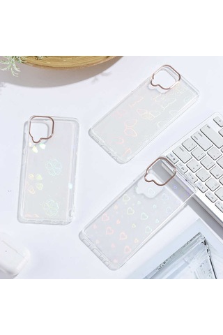 Samsung Uyumlu Galaxy M22 Kılıf Zore Sidney Desenli Sert Kapak Flower No3