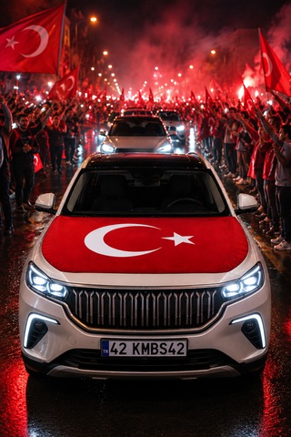 Türkiye Kaput Bayrağı 130x160 Cm - Universal Lastikli Araç Kaput Bayrağı Oto Türk Bayrağı Araç Süsü