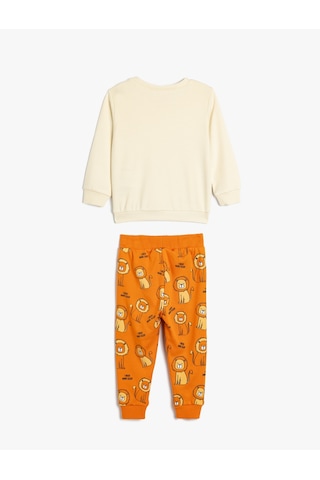 Koton Pijama Takımı Uzun Kollu Tişört Ve Beli Lastikli Pijama Altı 2 Parça Bej 5wmb10046tk Ekru