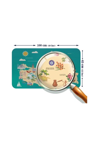Eğitici Ve Öğretici Cocuk Odası Türkiye Haritası Duvar Sticker-60x105-3878 Renkli