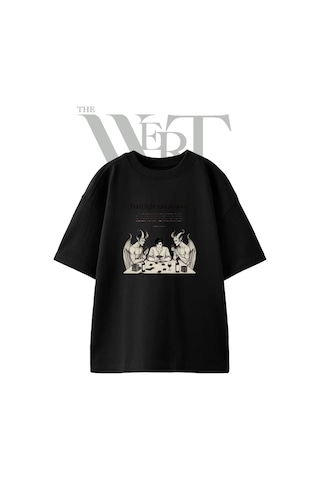 Thewert Iblis Kart Oyunu Tasarım Baskılı Ünisex Siyah Oversize T-shirt