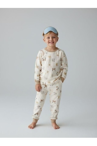 Zekids Erkek Çocuk Animal Baskılı Pamuklu Pijama Takım-16824 Renklı
