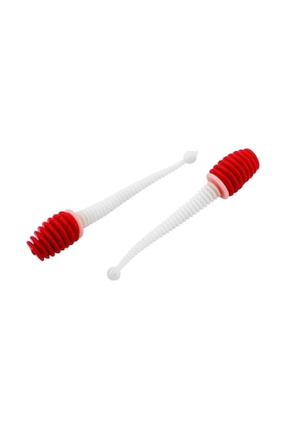 Silikon Kurt Yem - 2,1g 70mm - Fishack Wormix - 10 Adet - Uv - Kırmızı/beyaz