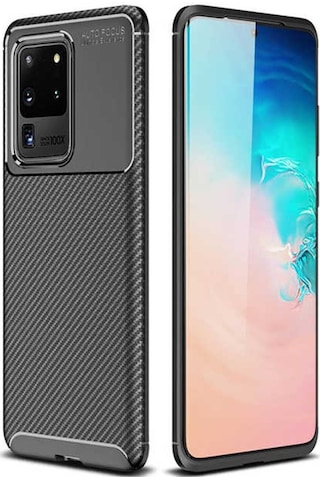 Samsung Galaxy Uyumlu S20 Ultra Kilif Karbon Silikon Case 417936171