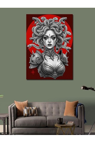 Kanvas Tablo Medusa Ve Yılanlar Çizimi 70cmx100cm