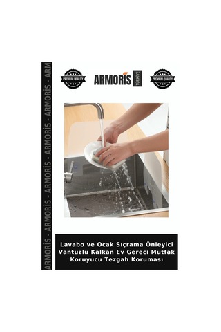 Lavabo Ve Ocak Sıçrama Önleyici Vantuzlu Kalkan Ev Gereci Mutfak Koruyucu Tezgah Koruması Çok Renkli