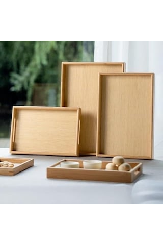 Bambu Servis Tepsisi Seti, Doğal Ahşap, 3&apos Lü Set, Küçük-orta-büyük, Kahvaltı Ve Sunum İçin 15cm